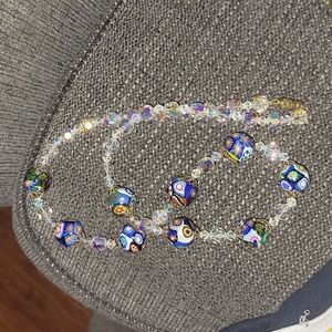 Stunning Aurora Borealis and Milefiore Beads Necklace